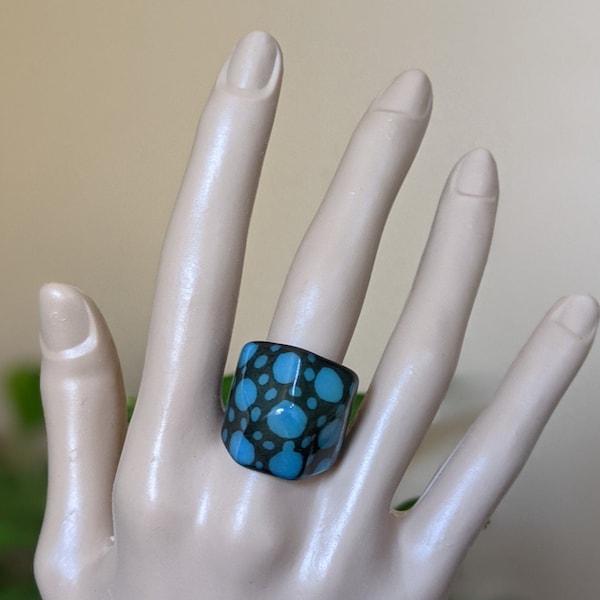 Hand-painted tagua  ring, Tagua ring, eco friendly organic jewelry, Tagua Nut Ring