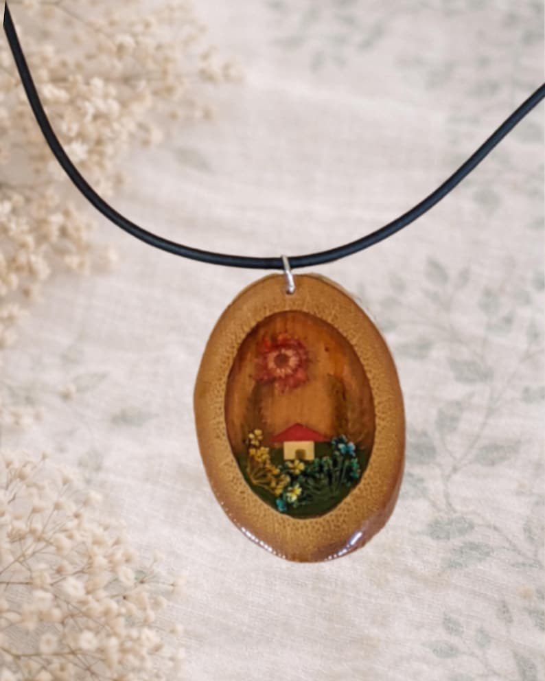 Handmade Cottagecore Jewelry Set, Miniature Garden Necklace Earrings and Ring, Botanical Gift for Her, Nature Inspired Floral Jewelry image 2