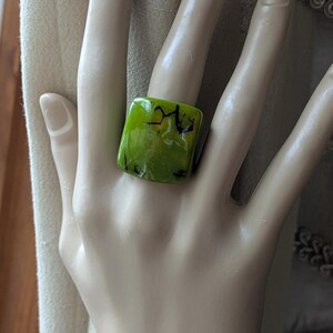 Green Tagua Ring, Chunky Statement Ring, Vegetable Ivory Jewelry, Eco Friendly Boho Ring 9 ring#3 US