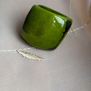 Green Tagua Ring, Chunky Statement Ring, Vegetable Ivory Jewelry, Eco Friendly Boho Ring 8 ring#1 US