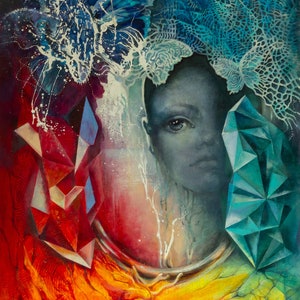 O Efeito Borboleta (Pintura a óleo | Abstrata | Pintura para escritório | Tela abstrata grande | Arte contemporânea)