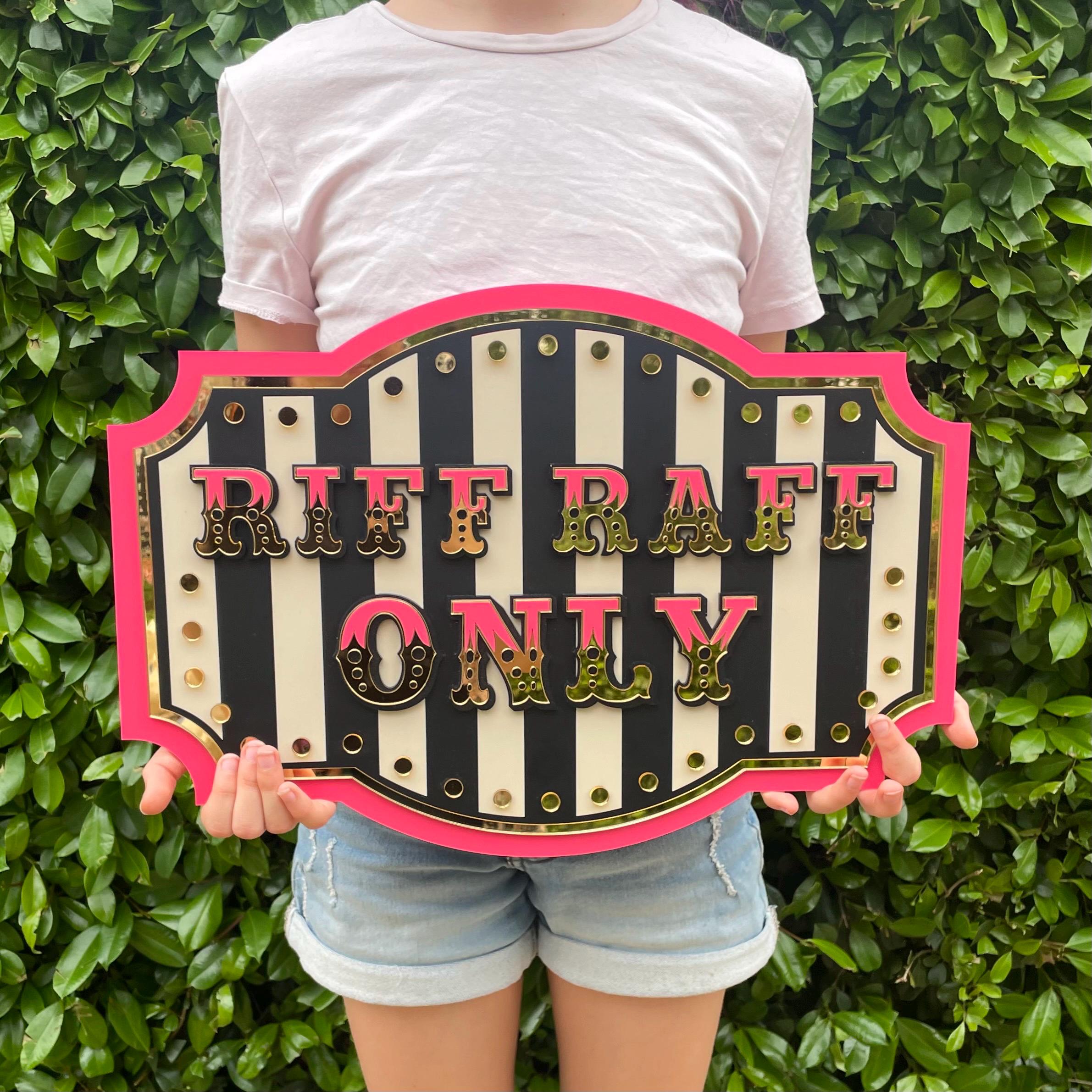 Sign Raff Riff Raff Only Wall Sign | 3D Layered Acrylic With Mirror Gold ...