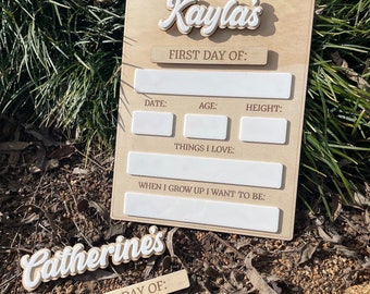 Letrero reutilizable de borrado en seco para primer y último día de clases ~ Tablero de hitos de regreso a clases ~ Varios nombres