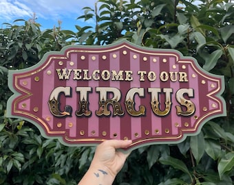 Letrero de circo vintage / Bienvenido a nuestro circo / Letrero de marquesina de carnaval / Decoración de circo para habitación infantil / Decoración de pared original para sala de juegos