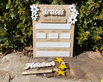 Personalized First & Last Day of School Board ~ Reusable Milestone Sign ~ Unisex