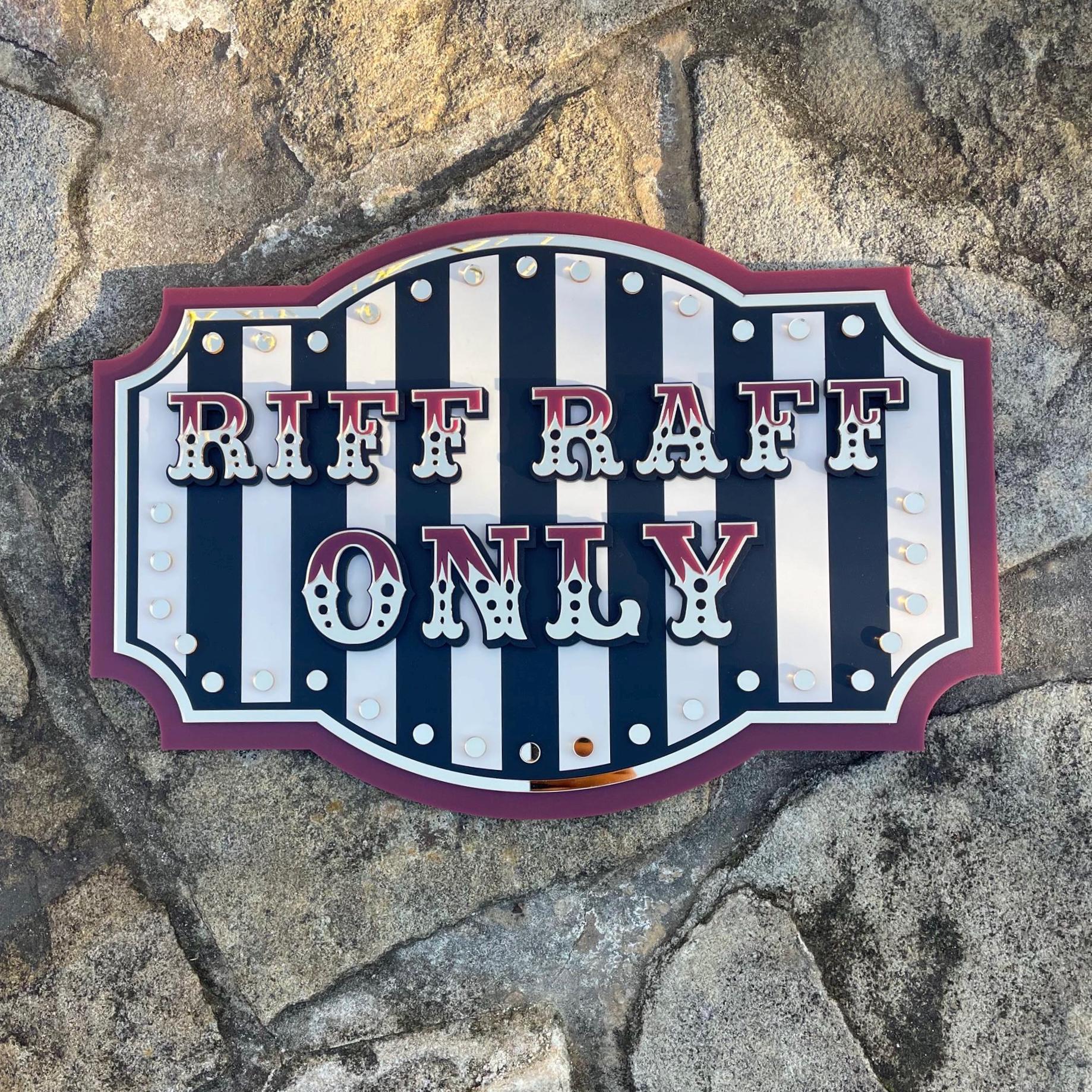 Riff Raff Only Wall Sign | Port Wine Red & Gold 3D Acrylic | Vintage ...