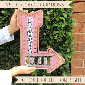 Dramatic Exit Marquee Arrow Sign | Pink Layered Acrylic Wall Decor | Mirror Gold Statement | Bold Girls Room Wall Art
