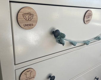 Wooden Labels Storage Clothes and Nursery  ~ Home Organisation ~ Visual Aid