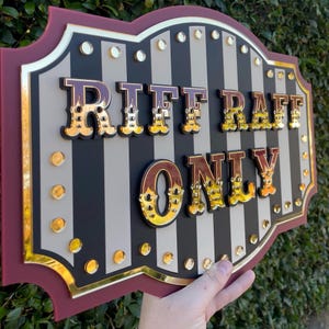 Riff Raff Only Wall Sign | Port Wine Red & Gold 3D Acrylic | Vintage