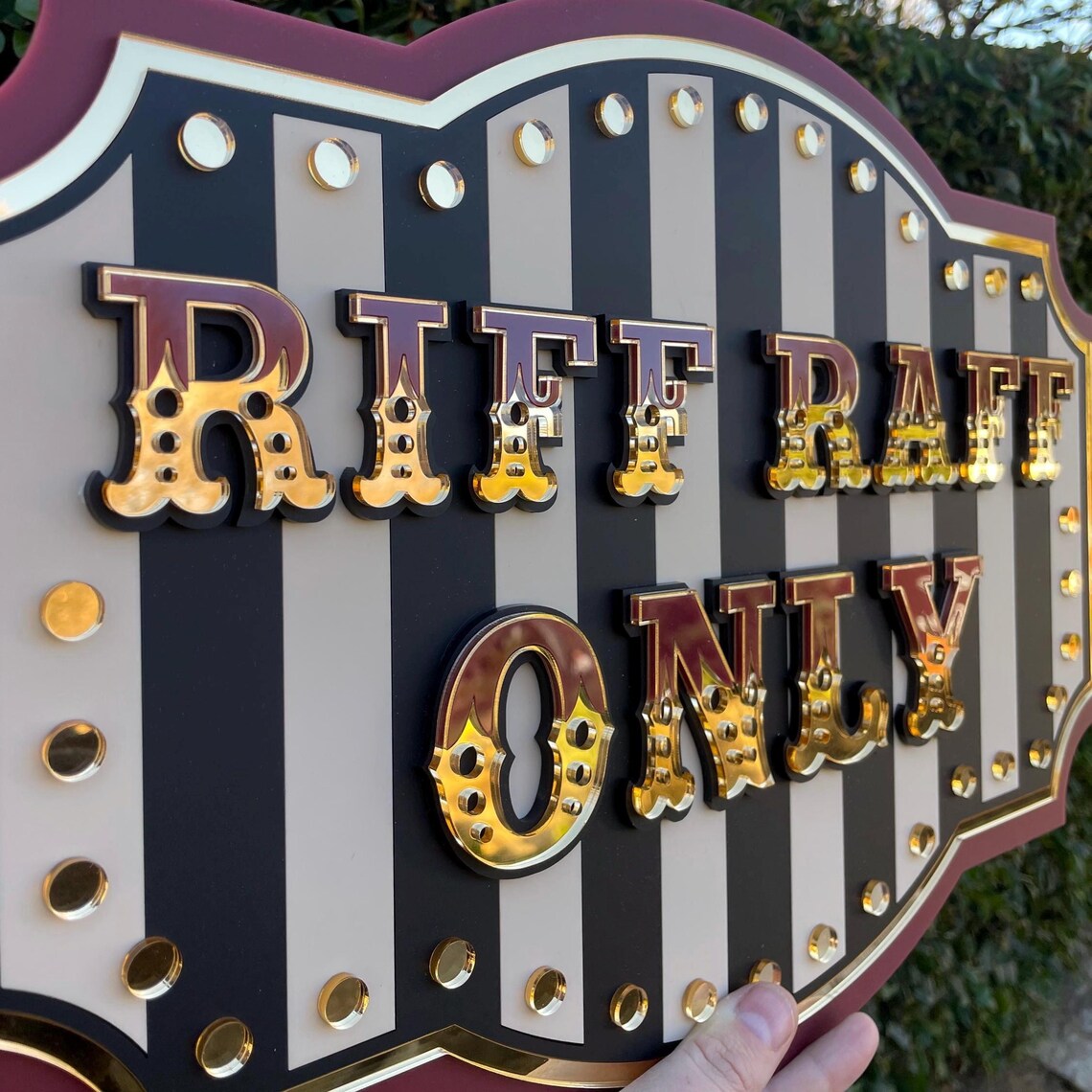 Riff Raff Tag Riff Raff Only Wall Sign | Port Wine Red & Gold 3D Acrylic | Vintage ...