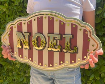 Letrero navideño NOEL de inspiración vintage ~ Texto personalizado ~ Decoración navideña ~ Estilo rústico, industrial y ecléctico ~ Regalo festivo para el hogar