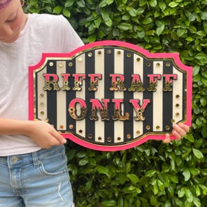 Riff Raff Text Riff Raff Only Wall Sign | 3D Layered Acrylic With Mirror Gold ...
