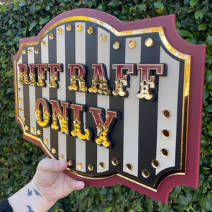 Riff Raff Only Wall Sign | Port Wine Red & Gold 3D Acrylic | Vintage