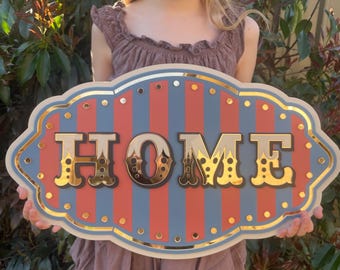 Letrero luminoso de estilo vintage con la palabra "Home" (Inicio) ~ Decoración de pared ~ Estilo feria ~ Regalo único ~ Adorno de pared