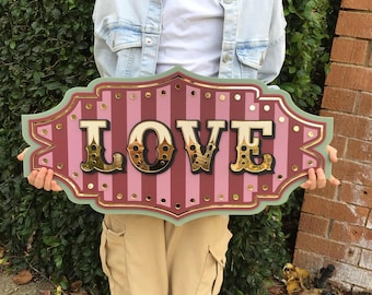 Vintage-Inspired 3D Love Marquee Sign ~ Wall Art, Home Dopamine Decor, Circus, Fairground Sign
