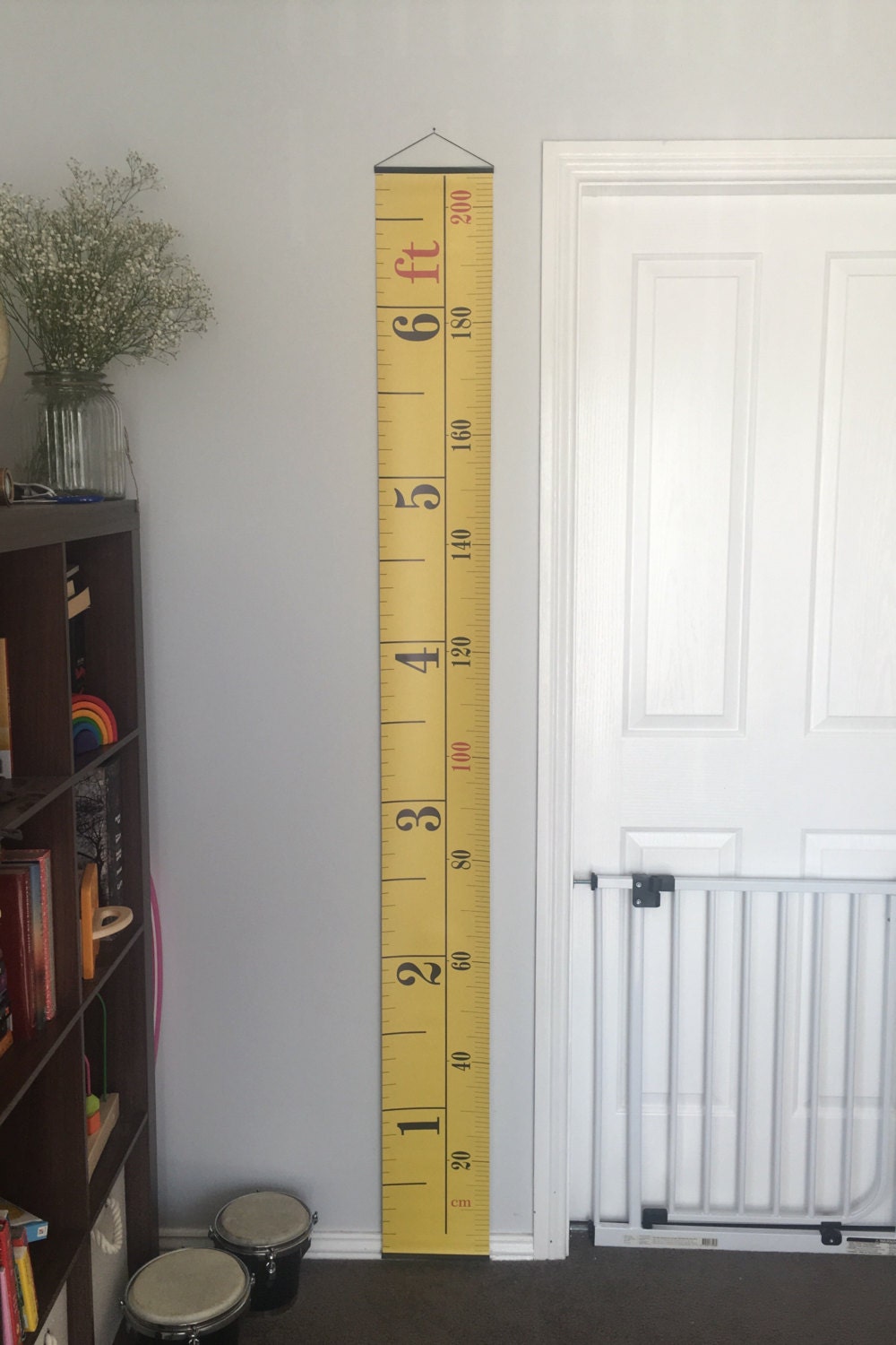 Yellow Tape Measure Hanging Height Chart, Imperial & Metric Height