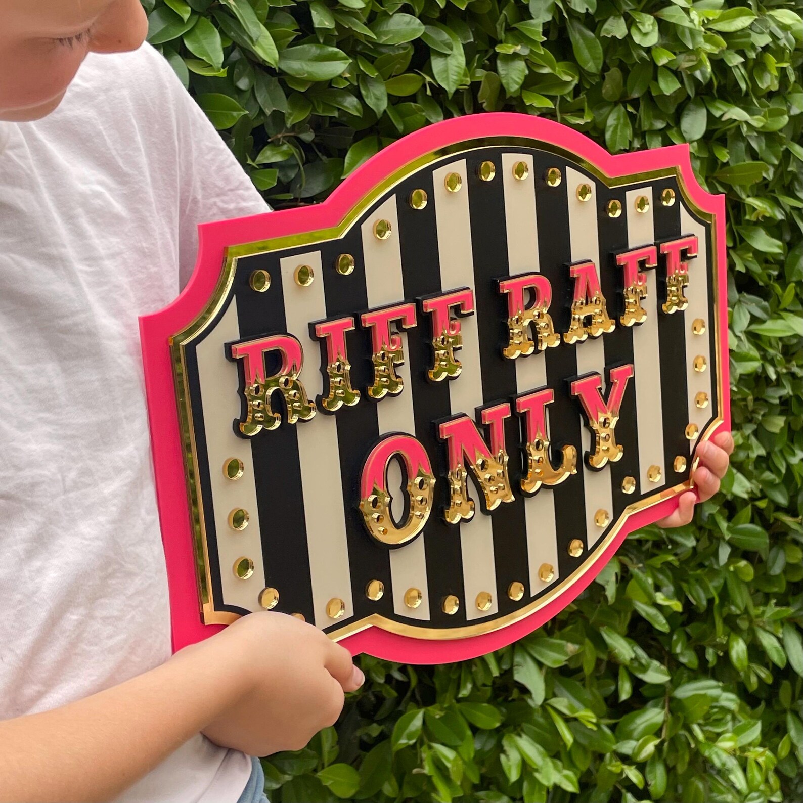 Sign Raff Riff Raff Only Wall Sign | 3D Layered Acrylic With Mirror Gold ...