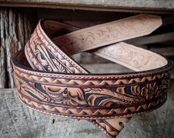 Custom tooled leather belt