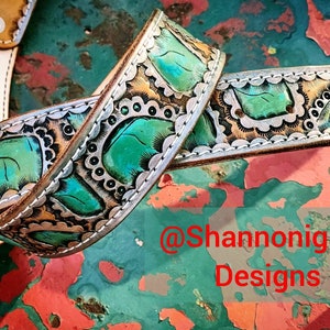 Tooled leather belt