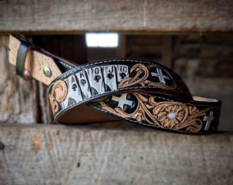Custom tooled leather belt