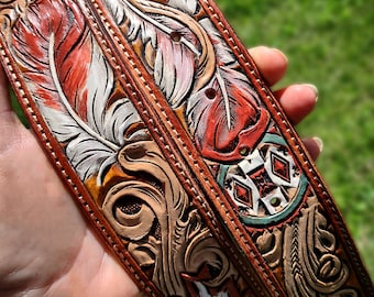 Custom tooled leather belt