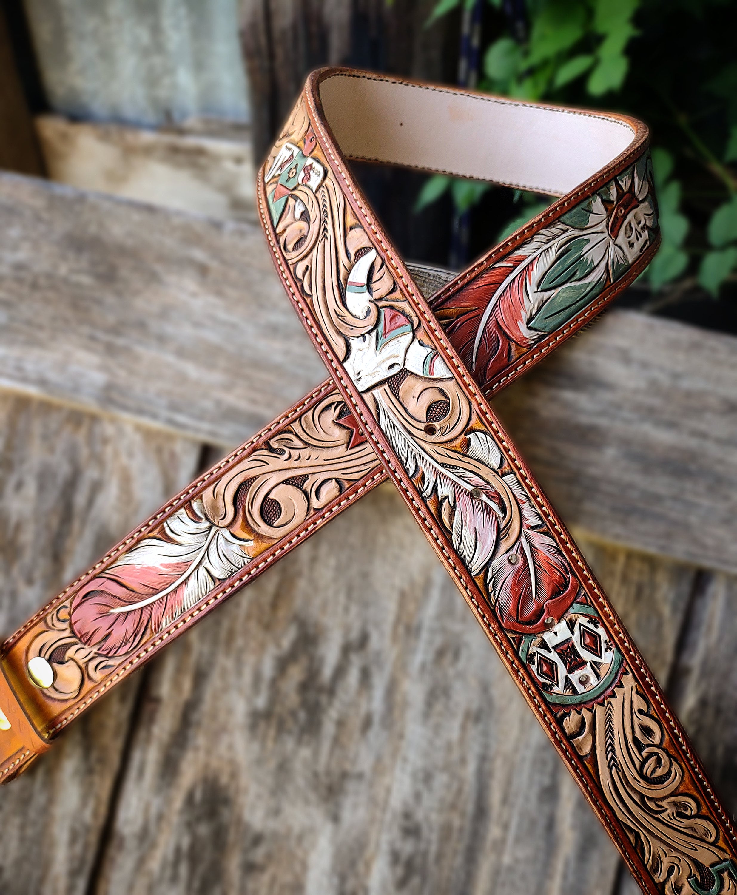 Hand made leather belt for women Leather Hearts Belt - Custom handmade leather belt for  main image 4