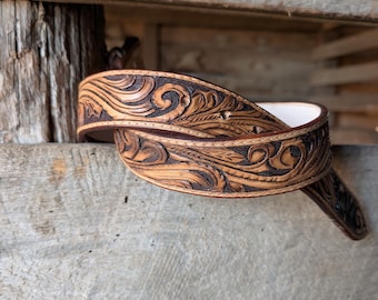 Custom tooled leather belt
