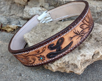 Tooled leather bridal garter