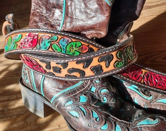 Custom tooled leather belt