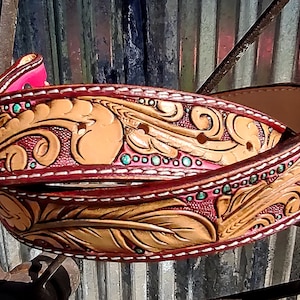 Custom tooled leather belt