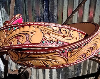 Custom tooled leather belt