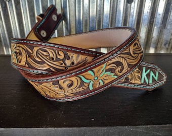 Custom tooled leather belt