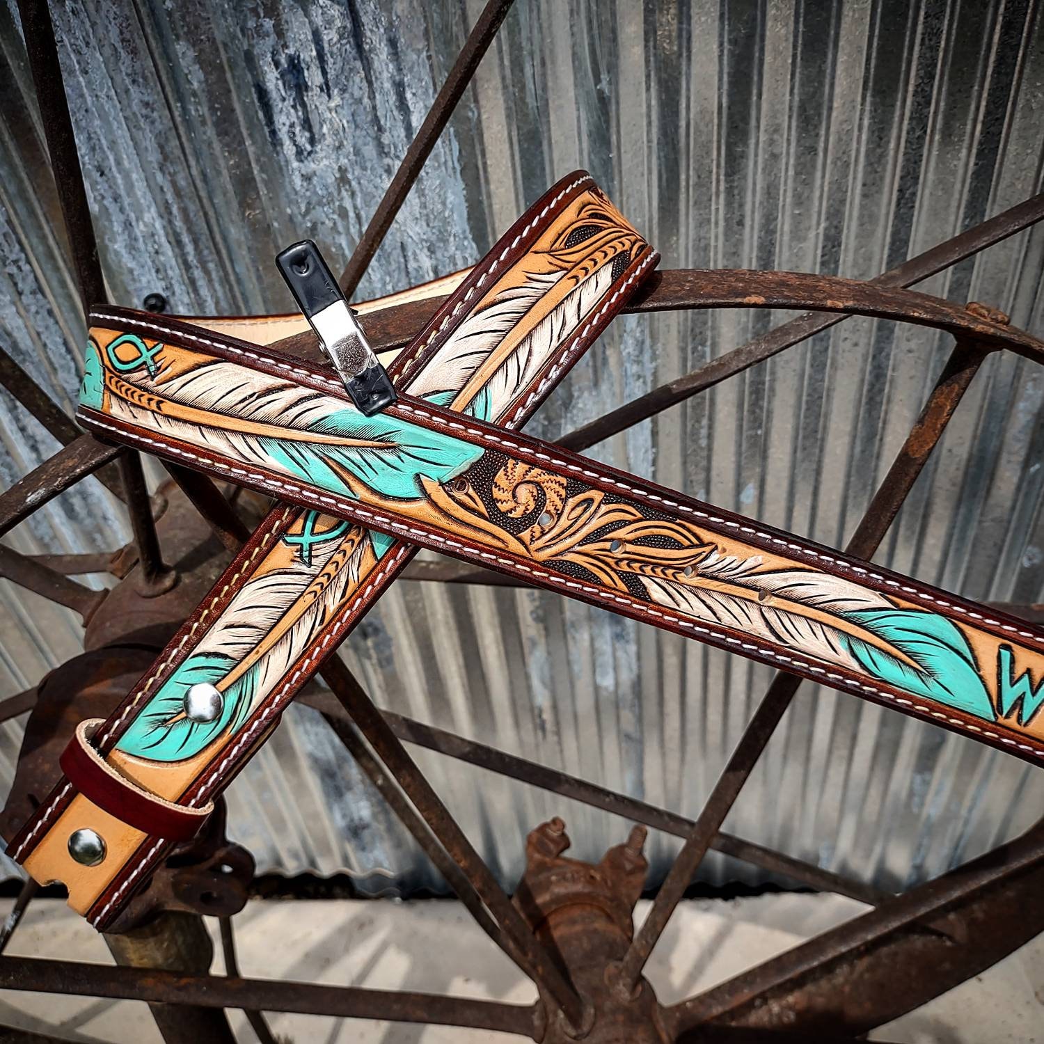 Custom tooled leather belt