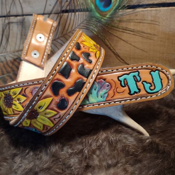 Hand Painted Leather Belt Etsy