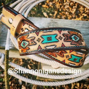 Custom tooled leather belt