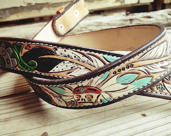 Custom tooled leather belt