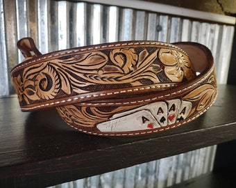 Custom tooled leather belt