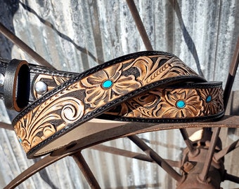 Custom tooled leather belt