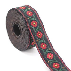 Floral ribbon Floral trim 35 mm Green Floral Embroidered ribbon 35938 Vintage Jacquard woven jacquard jacquard ribbons 1.37 inches
