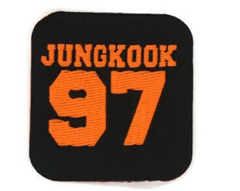 Neon Orange Jungkook BTS Patch 1.8 Inch Iron on Patch Embroidery