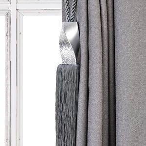 Infinity Curtain Tassel Tiebacks, Gray Drapery Holdbacks, Rope Tiebacks, Drapery hardware, Tassel Length 13" , Spread 37" (94cm)