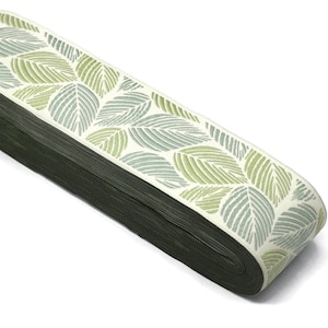 2.7&quot; Tropical Leaves Embroidery Trim for Drapes, 16 Yards in one Continuous Jacquard Ribbon, Drapery Banding, Drapery Trim Tape 196 V2