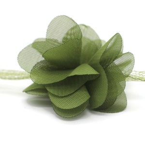 50 mm Green Chiffon Flower,Fluffy Flower For Hair Accessories,Rose Trim,Shabby Chiffon Flower Headbands,Chiffon Trim,Sewing,Artificial