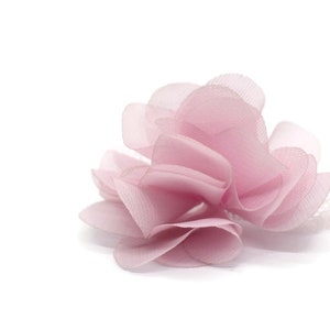 Fleur en mousseline de soie rose bébé de 50 mm, fleur moelleuse pour accessoires de cheveux, garniture de rose, bandeaux de fleurs en mousseline de soie minable, garniture en mousseline de soie, couture, artificielle image 1