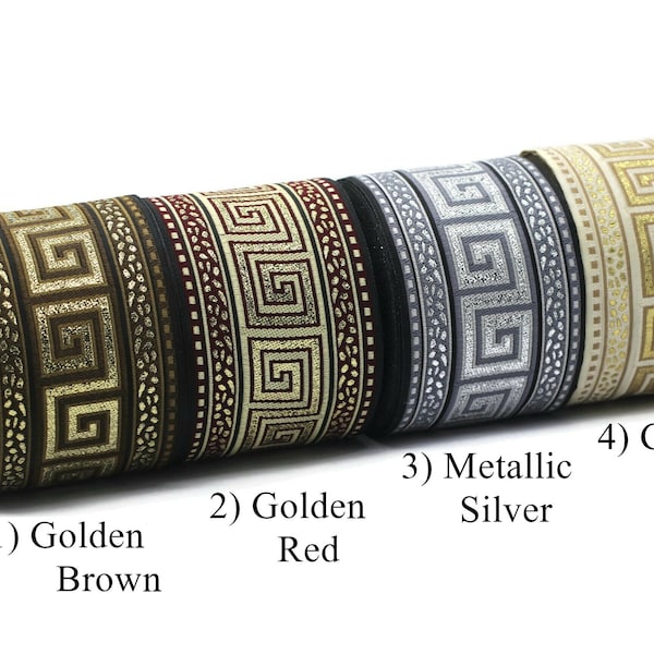 Choose Your Greek Key Jacquard Ribbon 70mm (2.75 inches), Drapery Trim Band, Woven Ribbon, Sewing Trim, Bag Embellishments 70057