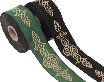 Endless Celtic Knot Trim by the Yard, Woven Jacquard Ribbon for Costumes, Pick your Color, LARP, Sewing, DIY Crafts, Medieval Trim Supply