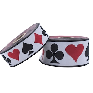 Wählen Sie Ihre Spielkartenanzüge Trim - 1,37 "und 1,96" Breite Clubs, Herzen, Pik Jacquardband, Kasino Bordüre, perfekt für das Handwerk