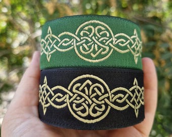 Set of Endless Celtic Knot Trim by the Yard, Woven Jacquard Ribbon for Costumes, 2 rolls in one package, DIY Crafts, Medieval Trim CNK37