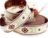 22 mm metallic Red jacquard ribbons (0.86 inches, native american embroidered trim, sewing trim, woven jacquards, woven border, 22806