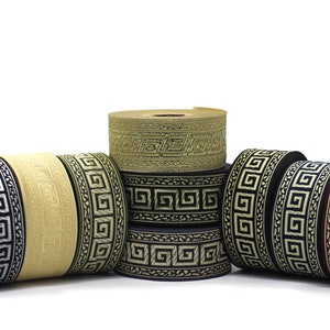Nastri a chiave greca da 35 mm (1,37 pollici), finiture a nastro, nastri jacquard, nastri in tessuto, finiture vintage, nastri geometrici, 35060